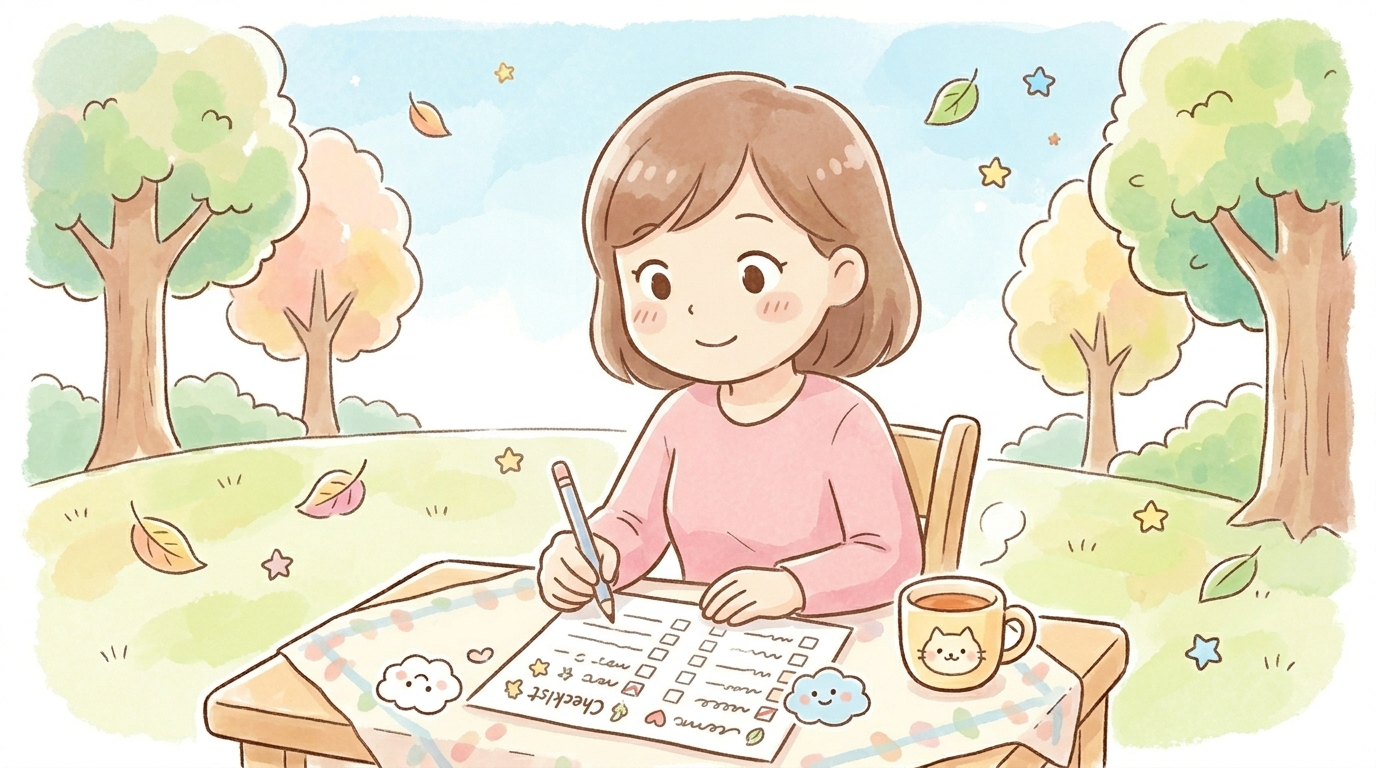 保険証券を並べてチェックするイラスト