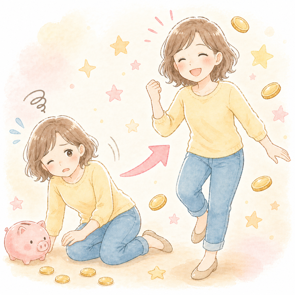 失敗しても前向きに続ける女性のイラスト