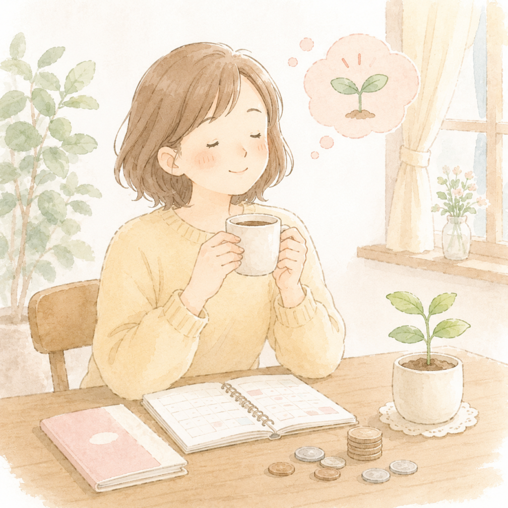 教育費の準備を少しずつ進める女性のイラスト