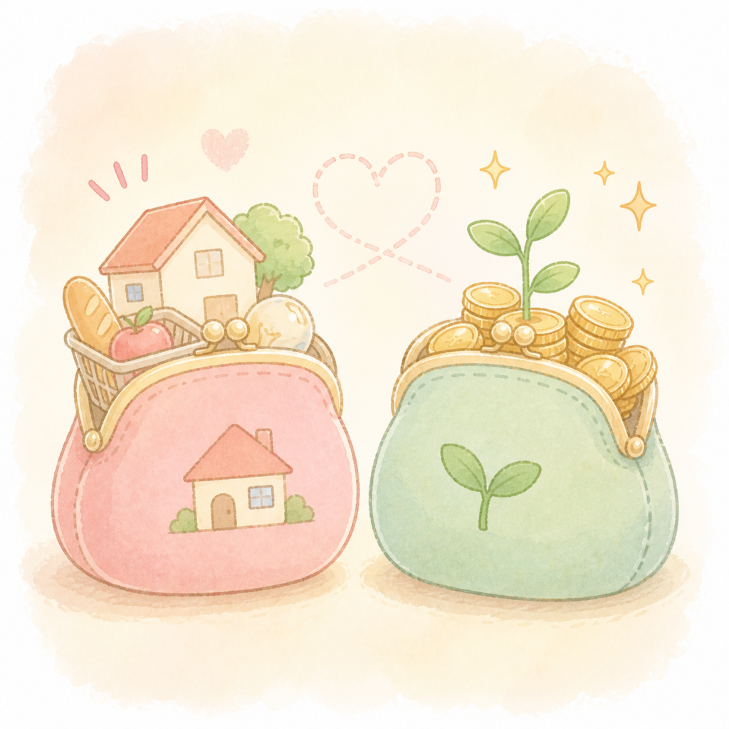 生活費とNISA用のお金を分けて管理するイメージイラスト