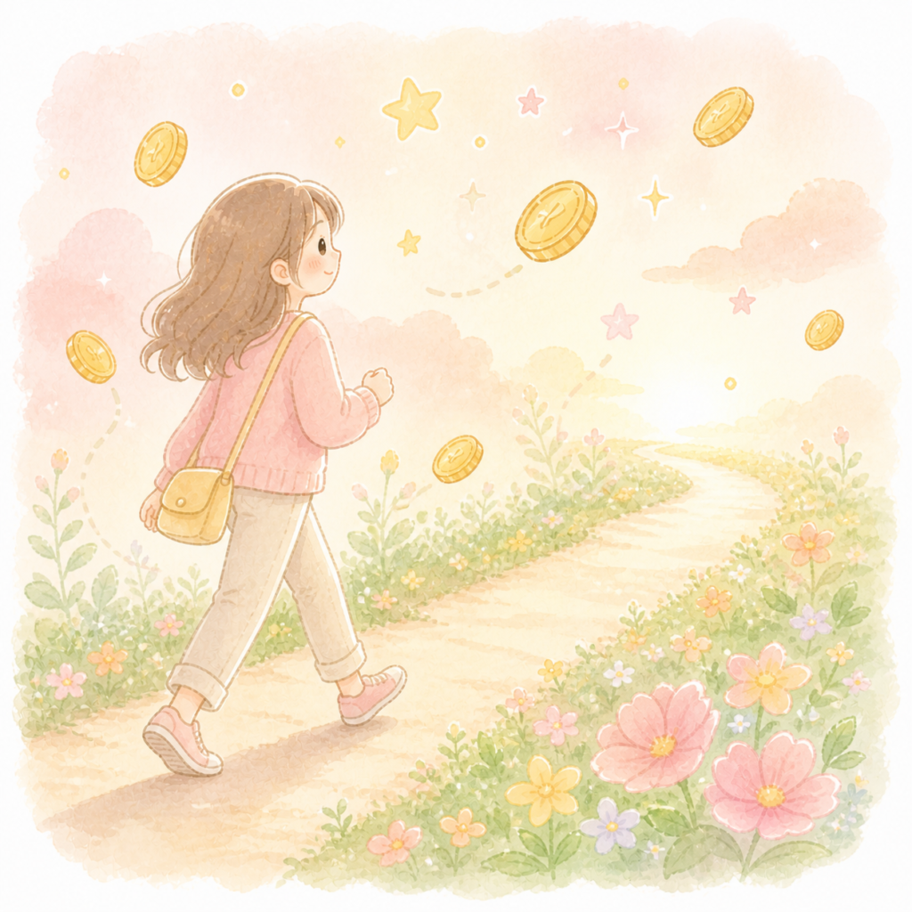 新NISAへの一歩を踏み出す女性のイラスト