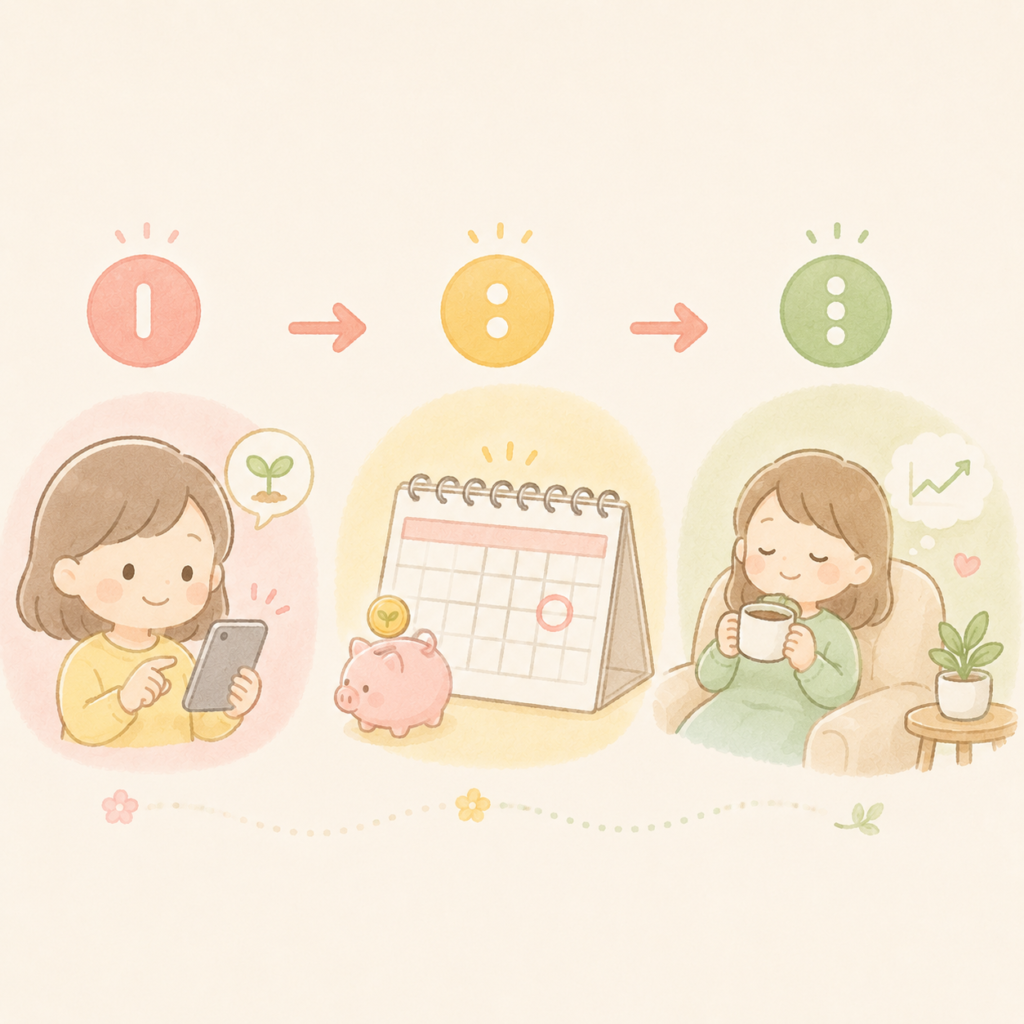 新NISAを始める3ステップのフロー図