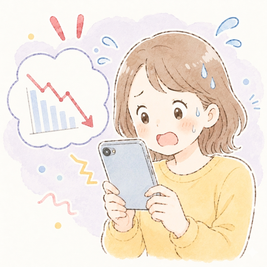 投資の値動きを毎日チェックして焦る様子