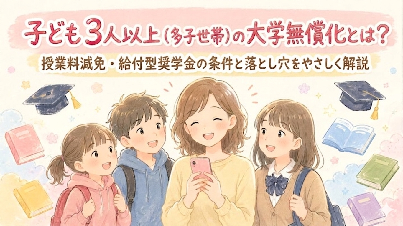 多子世帯の大学無償化について解説する記事のアイキャッチ画像