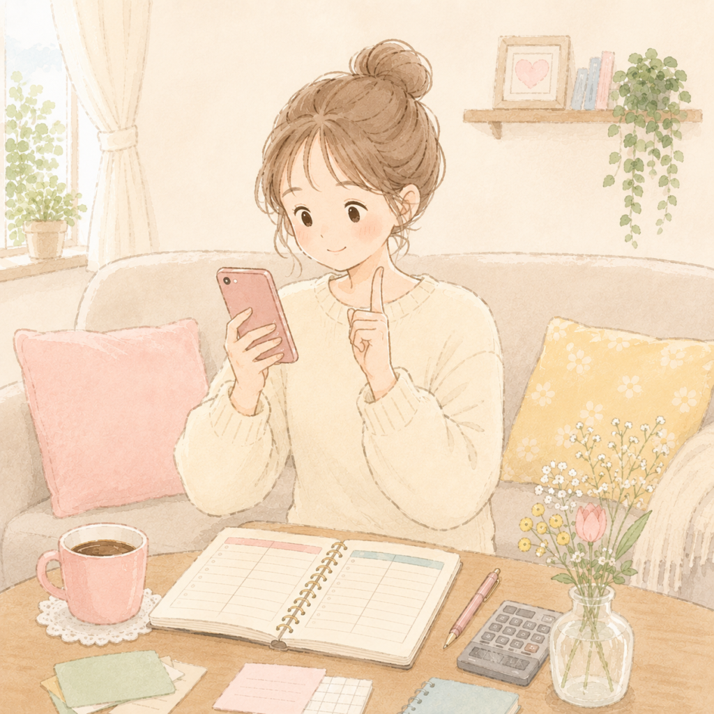 スマホで口座残高を確認しているイメージ