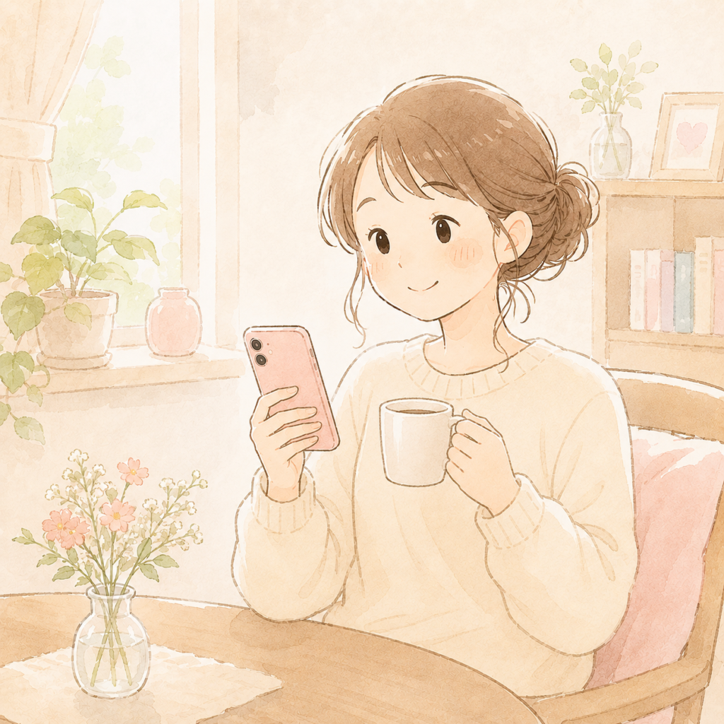 積立設定が完了してほっとしているイメージ