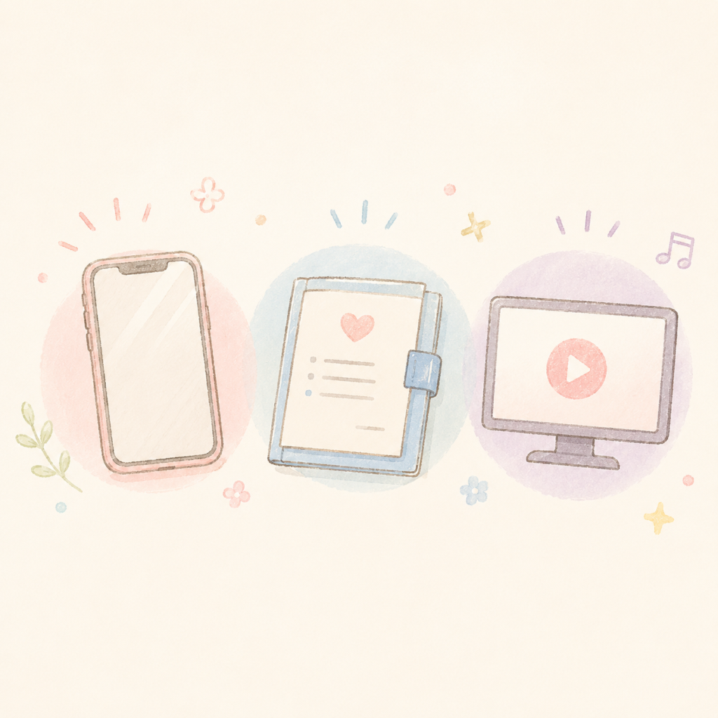 固定費見直しの3項目(スマホ・保険・サブスク)のイラスト